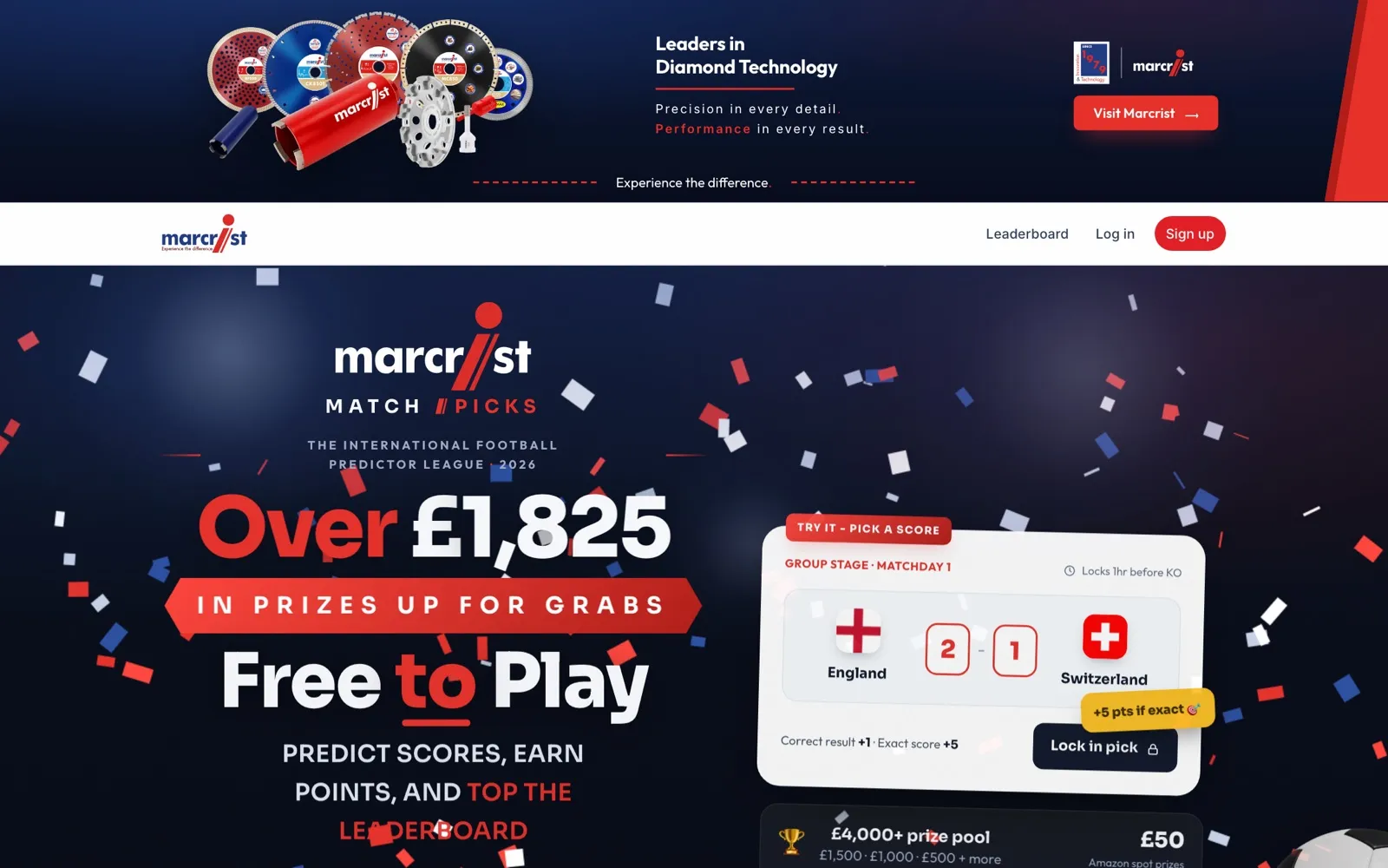 Marcrist Matchpicks - live landing page with prize pool and pick widget